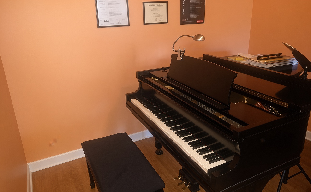 Grand piano in the studio