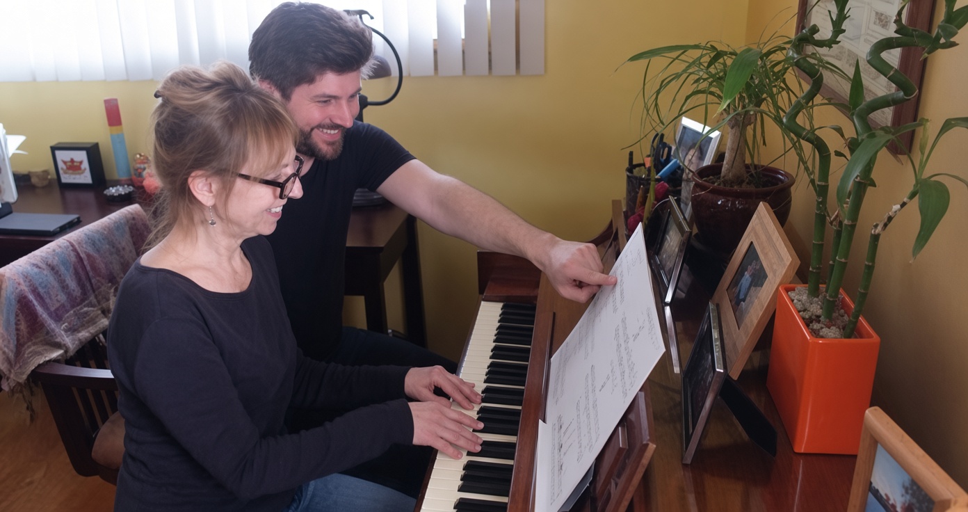 Michael teaching an adult student